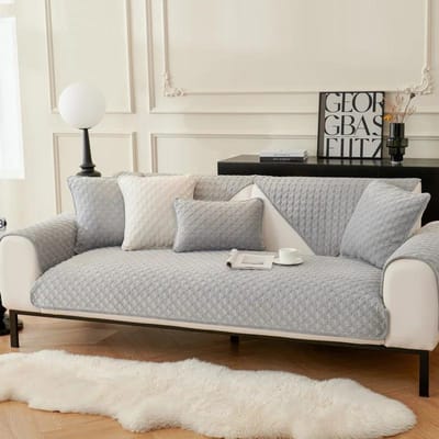 Sofa Kussen Antislip Winter Quiltwerk Pluche Sofa Hoes Handdoek Huisdieren Kind Sofa Handdoek Antislip Universeel Effen Kleur Bank Beschermer 30x50cm pillowcase lichtgrijze kleur