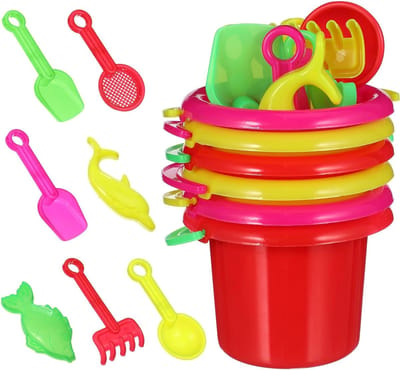 Kinderspeelgoed Zandemmers - Strandspeelgoed Set - Creatief Spelen - Duurzaam Plastic Materiaal - 24 Delig - Gemengde Kleuren