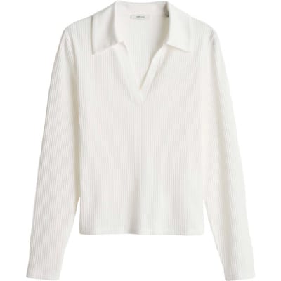 Shirt met lange mouwen van viscosemix met polokraag model 'Seti'