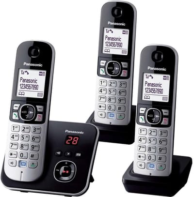 Trio DECT draadloze telefoon - 3 handsets - antwoordapparaat - zwart - 6823
