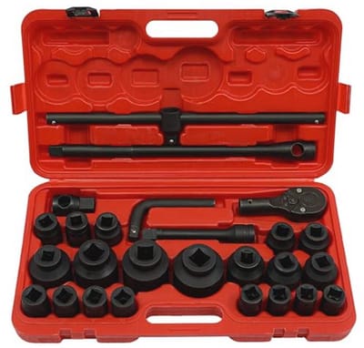 Steekdoppen set voor vrachtwagens - 26-delig met ratelsleutels, 3/4 inch en 1 inch, 21-65 mm - Professionele dopsleutelset voor autoreparaties en moerkasten