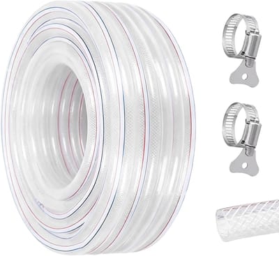 Waterslang, 16 x 22 mm, weefselslang, pvc-slang met weefsel, waterslang met slangklem, tuinslang, tuinirrigatie, flexibel, luchtslang, benzineslang (3 m)