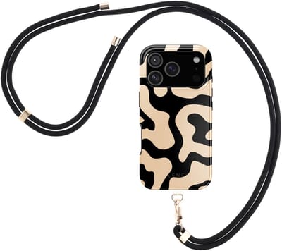 Selencia Design Hoesje met Magnetische Ring inclusief Zwart Telefoonkoord - Geschikt voor Apple iPhone 17 Pro - Art Wave Black