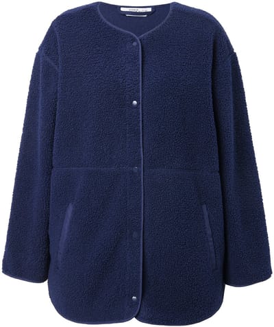 Studio Untold - Dames - Teddy fleecejas oversized ronde hals - Marine - Maat 42+