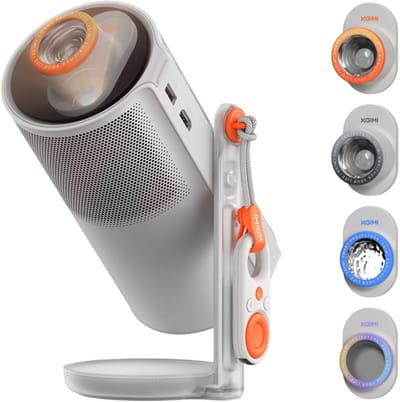 XGIMI MoGo 4 met Creatieve Filters – Draagbare Beamer – 360° Rotatie – Draadloze Projector – Harman Kardon Speakers – Voor Binnen en Buiten – Zilver