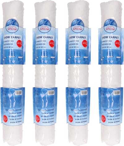 Decoris Sneeuwdeken - 4x stuks - wit - 300 x 60 cm - polyester - sneeuwtapijt - sneeuw - ondergrond - kerstboomrok