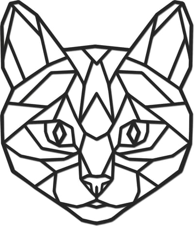 Hout-Kado - Kat/Poes (kop) - Large - Zwart - Geometrische dieren en vormen - Hout - Lasergesneden- Wanddecoratie