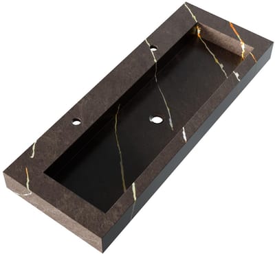Brauer Coral Wastafel - 120 cm - met 1 Spoelbak en 2 Kraangaten - Marmerlook Copper Brown