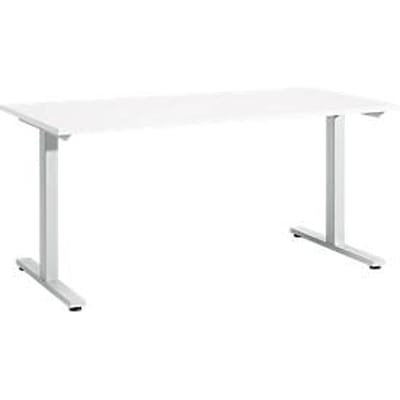 Schäfer Shop  Select Start Off bureautafel, T-poot, rechthoekig, staal/hout, B 1600 x D 800 x H 735 mm, wit