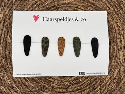 Haarspeldjes 'Lott' setje 1 - speldje met imitatieleer - 4 cm speldjes
