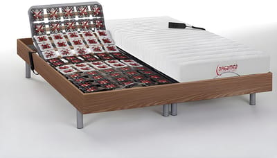 Vente-unique Bed met elektrische lattenbodem hout natuurlijk