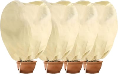 Winterse Plantbescherming met Fleece - Beschermhoes voor Planten tegen Vorst en Kou - Grote Maat (100x80cm) - Beige - 4 Stuks