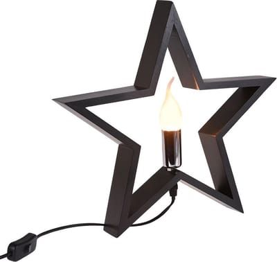 Tafellamp Houten Zwart Ster 34,5 cm - Bureaulamp - Nachtlamp - Binnen - Lamp - Verlichting