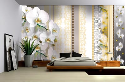Flowers Floral Orchids Pattern Photo Wallcovering