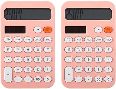 Bureau Rekenmachine - Basis Calculator - Dagelijkse Berekeningen - Groot LCD Scherm - 12 Cijfers - Roze