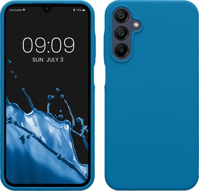 kwmobile telefoonhoesje geschikt voor Samsung Galaxy A15 5G - Hoesje met siliconen coating - Smartphone case in Caribisch blauw