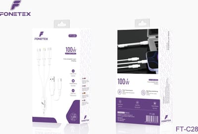 FoneTex Oplaadkabel – 1M – Wit- 5 in 1 – Snellader – Apple Lightning / USB-C / USB-C – 100W Fast Charge Output – Geschikt voor iPhone / Samsung / Huawei - (3x USB-C, 1x USB-A, 1x 8 Pin)