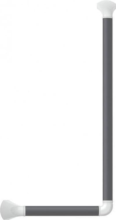 Wandbeugel zwart-grijs met afdekkappen in mat wit - 90 graden gehoekt 60 x 30 cm - SecuCare