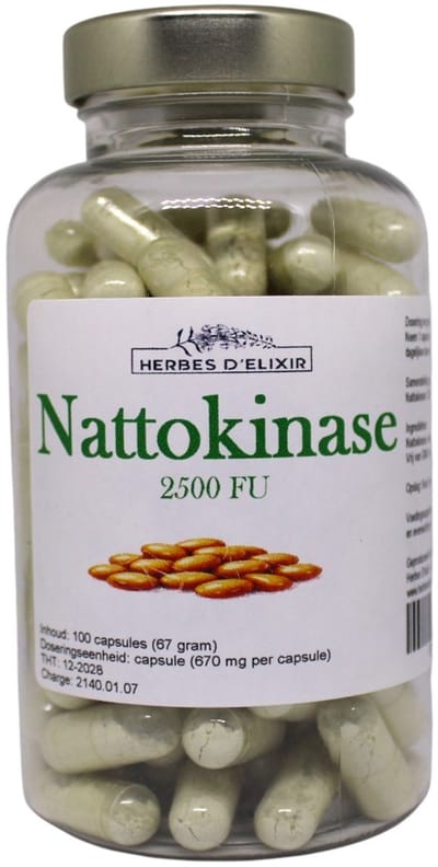 Herbes D'elixir Nattokinase Capsules - 100 Vegan capsules - 2500 FU - 224 mg per capsule