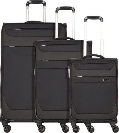 Worldpack Dublin 4 wielen Kofferset 3-delig met uitbreidingsplooi - Zachte bagage - TSA slot - schwarz