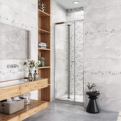 Douchedeur vouwdeur 100x185cm niche 5mm gehard glass glanzend chroom aluminium profiel