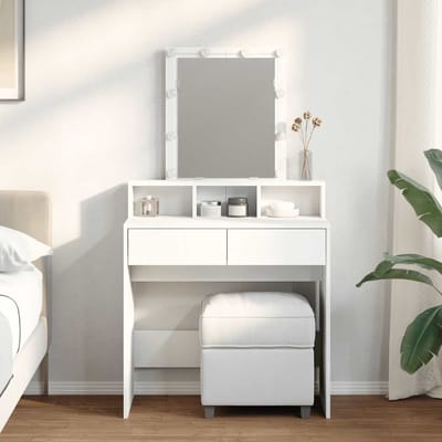 vidaXL - Kaptafel - met - LED - 80x41x144,5 - cm - wit