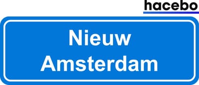 Hacebo - Plaatsnaam Sticker - 29x10 CM - Nieuw Amsterdam sticker - Verkeersborden sticker - grappige cadeaus - Nieuw Amsterdam