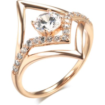 Bagues de Mariage Mode Mariée Or Rose Unique Losange Zircon Naturel Bagues Pour Femmes Haute Qualité Bijoux Quotidien 10