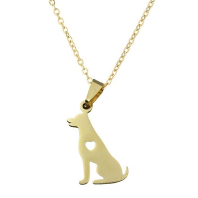 Fako Bijoux® - Ketting Met Hanger - Stainless Steel - RVS - Staal - Hond Zittend Met Hart - Goudkleurig