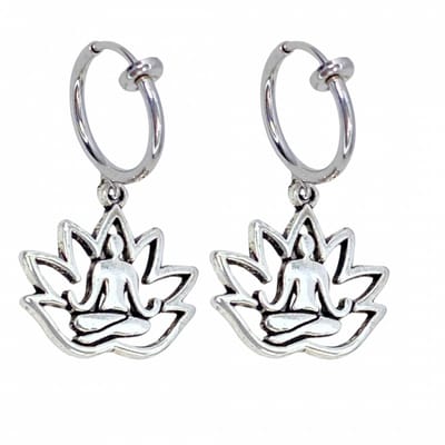 Klem oorbellen -lotus- zilverkleur-geen gaatje-Charme Bijoux