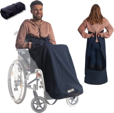 Belieff Rolstoel Deken - Rolstoeldeken - Voetenzak Rolstoel Volwassene - Rolstoelzak - Beenkleed - Wind- en Waterdicht - Fleece - Voetenzak - Blauw - Large