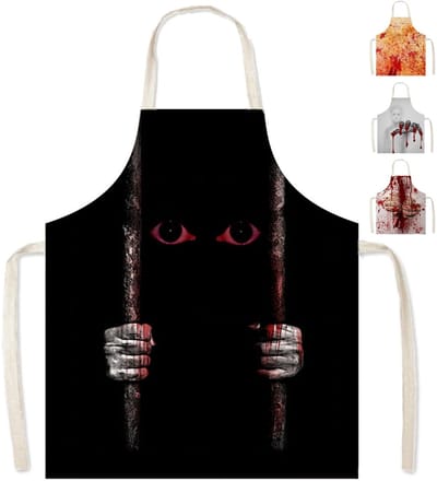 Dailygoods - Halloween schort bloedspetter voor volwassenen, 65 x 75 cm enge bloedige slager kostuum cosplay accessoires, verstelbare waterdichte keuken koken serveerster chef-kok schort