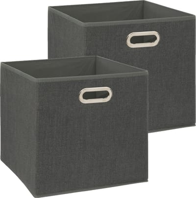 5Five Opbergmand/kastmandje - 2x - Donkergrijs - 31 x 31 x 31 cm - 29 liter - Vakkenkast manden - Stof met versterkte bodem - Opvouwbaar