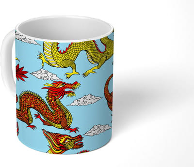 Mok - Koffiemok - Draak - Chinees - Patronen - Mokken - 350 ML - Beker - Koffiemokken - Theemok