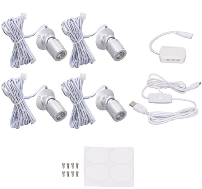 Dailygoods- Spotlight Dimbaar - 4 Stuks - LED Lampen - Decoratieve Verlichting - Lage Spanning - 6.6 Voeten Lange Kabel