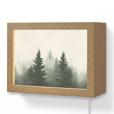 Wandlamp 20x15 cm - Oplaadbaar - Sparren - Bomen - Groen - Beige - Wandlampen binnen woonkamer - Slaapkamer lamp met kabel - Decoratieve nachtlamp - Vloerlamp snoer