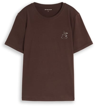 Tom Tailor - T-shirt met print - Maat M - java dark brown