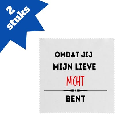 Akyol - omdat jij mijn lieve nicht bent brillendoekjes - Nicht - de liefste nicht - verjaardag - cadeautje voor nicht - kado - geschenk - 17,8 bij 17,8 cm - 2 stuks
