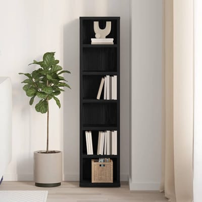 vidaXL - CD-kast - 21x20x88 - cm - spaanplaat - zwart - eikenkleurig