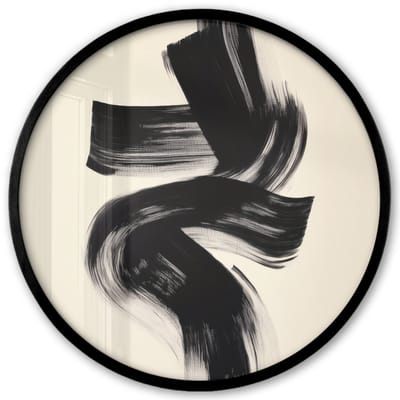 Poster in lijst Rond - Fotolijst 40x40 cm - Posters - Strepen - Zwart - Abstract - Ronde posterlijst zwart - Decoratie - Wanddecoratie woonkamer - Muurdecoratie slaapkamer