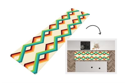 Keukenloper 200x50 cm - Keukenmat vinyl Retro - Strepen - Design - Seventies - Keukenmatten loper - Keuken vloerkleed tapijt
