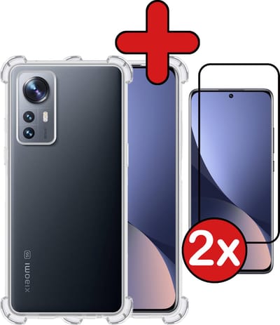 Hoesje - Met Screenprotector - 2 Stuks - Geschikt voor Xiaomi 12 - Sterk & Shockproof - Back Cover - Siliconen Case - Telefoon Hoes - Shock Proof - Telefoonhoes - Transparant