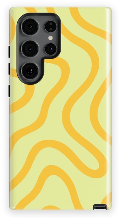 DripCase Curvy Lines Hoesje Samsung Galaxy S24 Ultra | Backcover met Mag | Design Tough Case Samsung Galaxy S24 Ultra Lemon Loop
