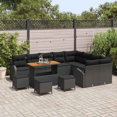 vidaXL - Tuinbank - Set - 13 - st - 12-Aantal - zitplaatsen - Zwart
