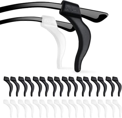 48 paar siliconen antislip brillenhouders, antislip brillenbevestigingen, oorhaken voor brillen, zachte, antislip en universele haken,Wit + Zwart