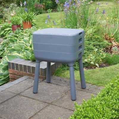 Wormenbak Composteer - Compostvat Tuin - Afval Verwerken - Drie Laags Systeem - 70 x 49 cm - Zwart