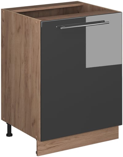Vicco Keukenonderkast Fame-Line, Antraciet Hoogglans/Goudkleurig Eiken, 60 cm 1 deur zonder werkblad