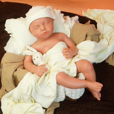 Slapende pop - Reborn baby - Kinderspeelgoed - Zachte silicone - 6 x 5 x 5 cm - Geel