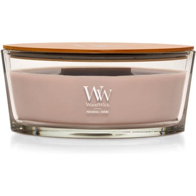 WoodWick Hearthwick Flame Ellipse Geurkaars - Patchouli Créme - 50 branduren