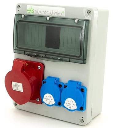 Stopcontactverdeler Bouwstroom 3-fase CEE & Schuko 2x230V voor Inbouw